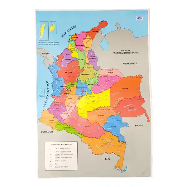 Póster Afiche Escolar Educativo Grande De Pared - Mapa Colombia División Política