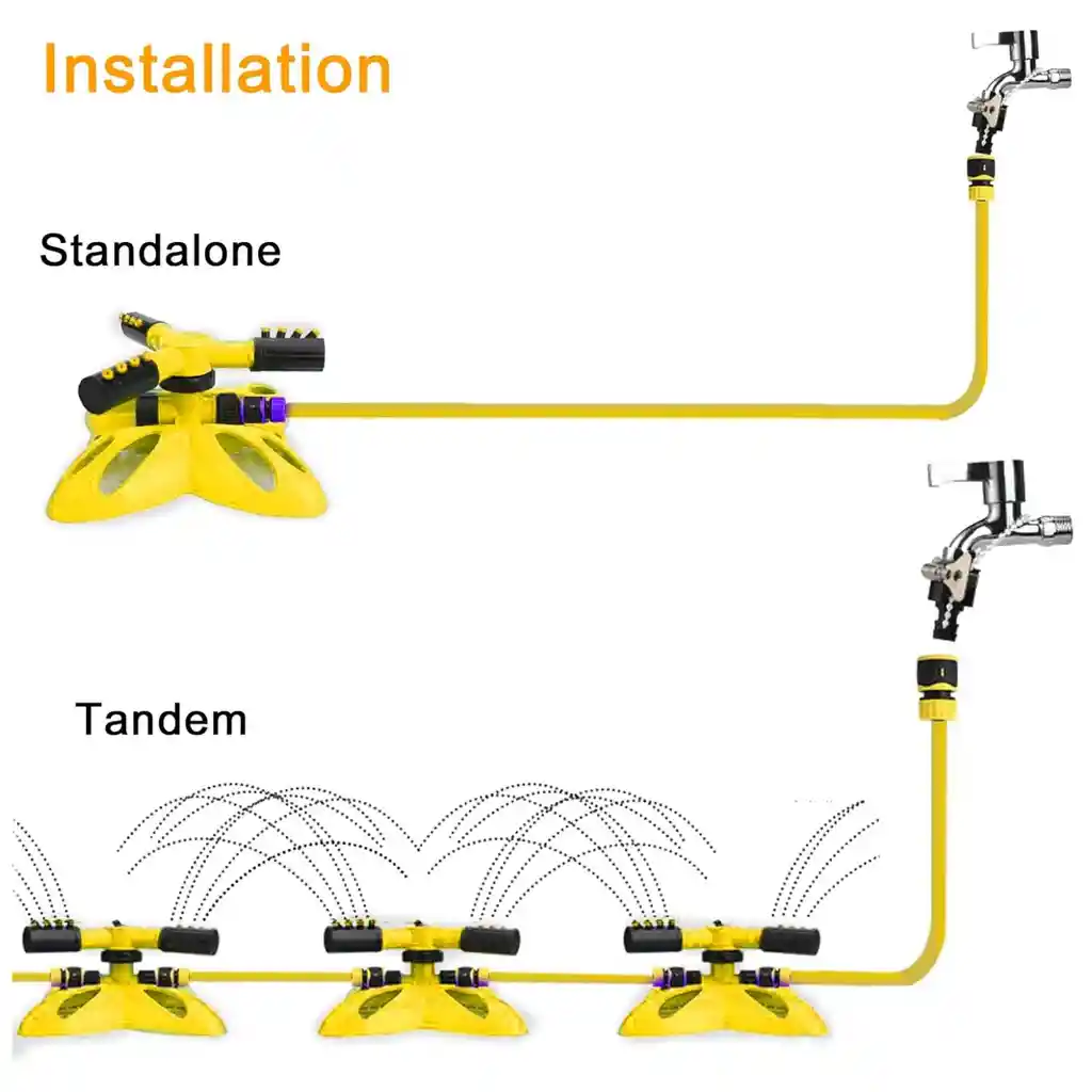 Aspersor Rociador Portátil Ajustable Con Rotación Color Amarillo