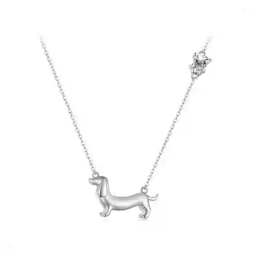 Collar Cadena Perro Salchicha Dachshund En Plata 925