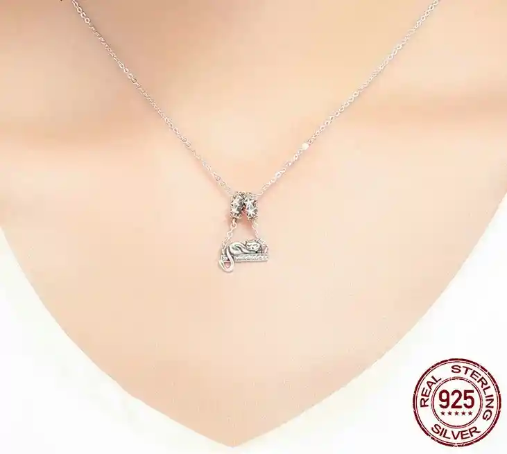 Dije Charm Gato Columpio Circones Fabricado En Plata 925