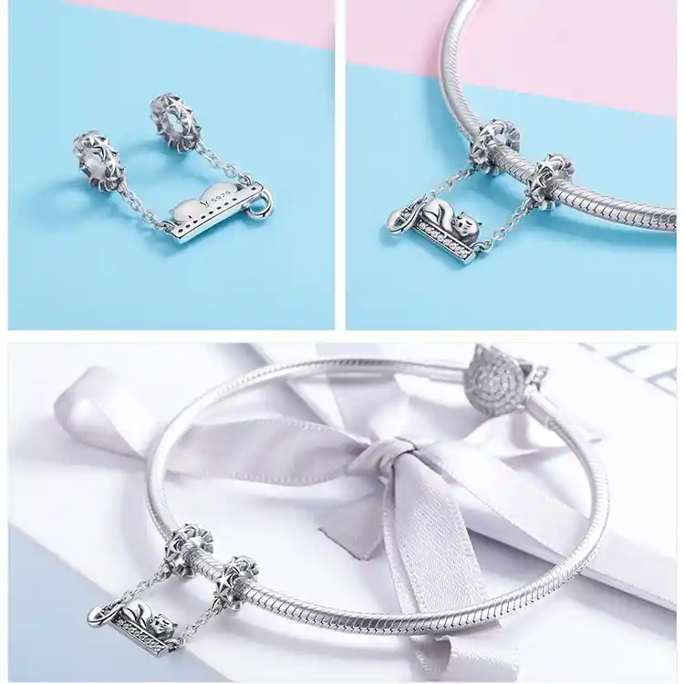 Dije Charm Gato Columpio Circones Fabricado En Plata 925