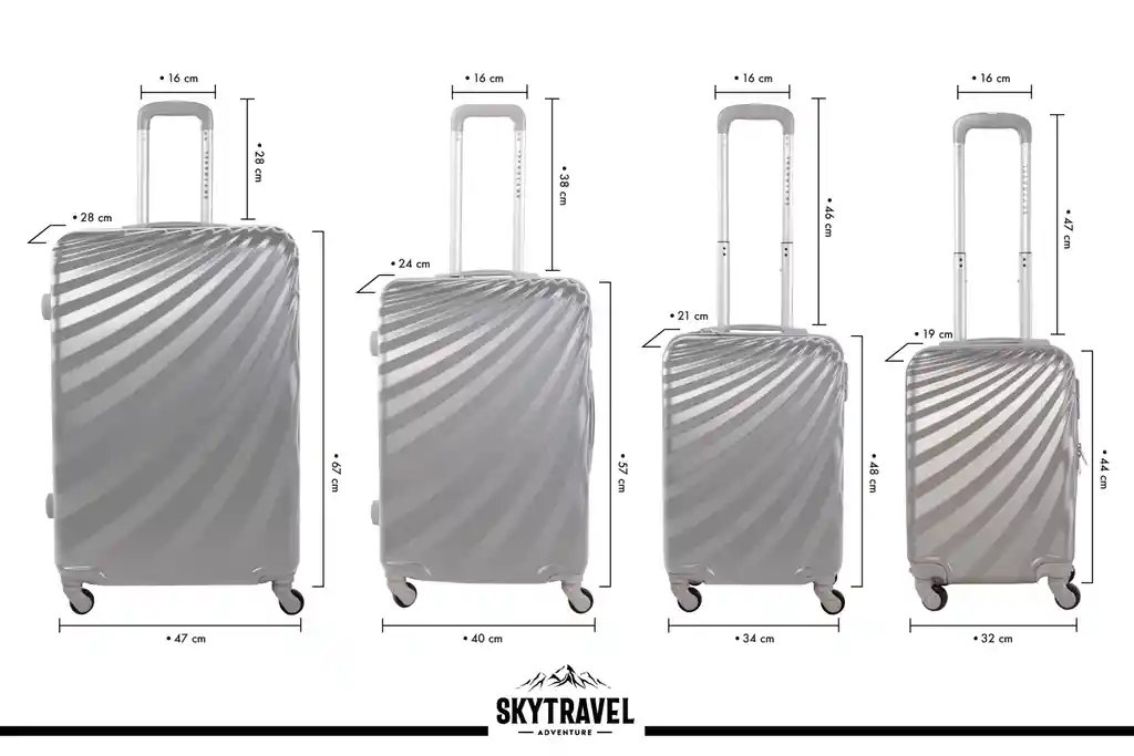 Set 4 Maletas Rigidas Viaje4 Ruedas Abs Sky Travel