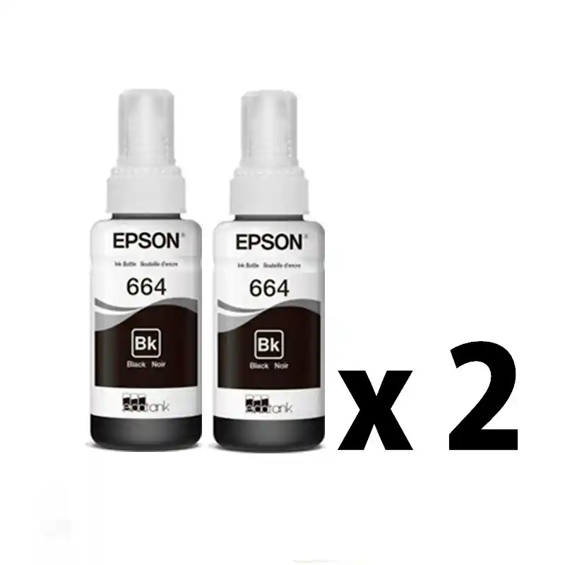 Tinta Epson 664 Negro Para Impresoras L210 L355 L365 L475 Kit 2