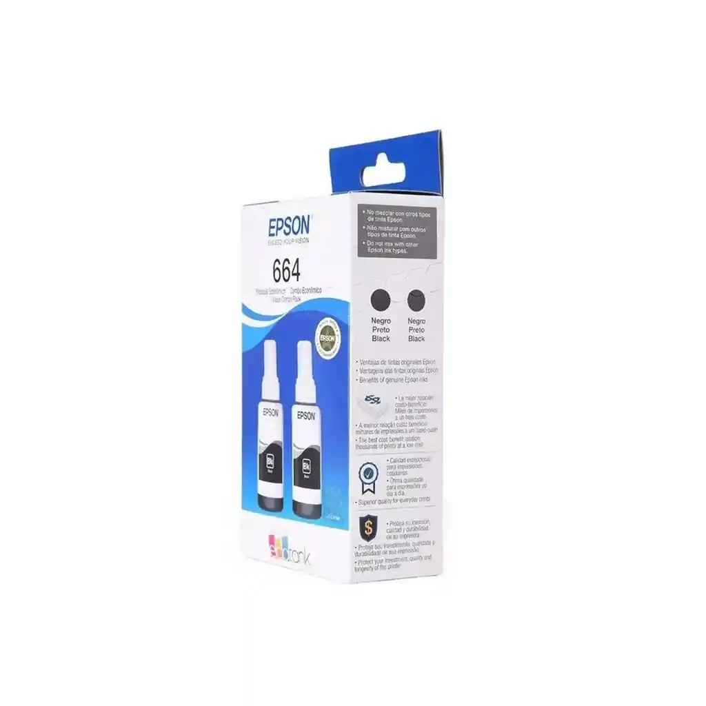 Tinta Epson 664 Negro Para Impresoras L210 L355 L365 L475 Kit 2