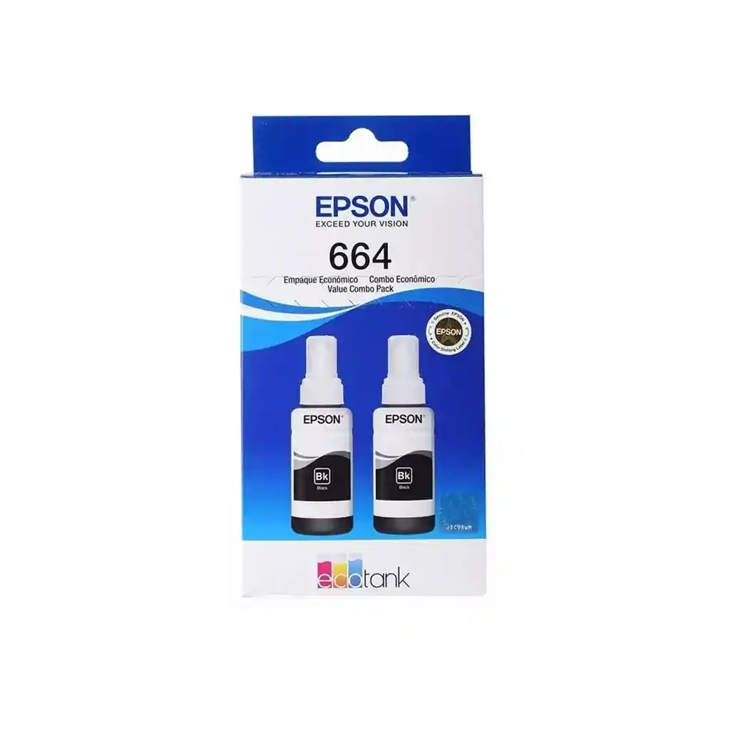 Tinta Epson 664 Negro Para Impresoras L210 L355 L365 L475 Kit 2