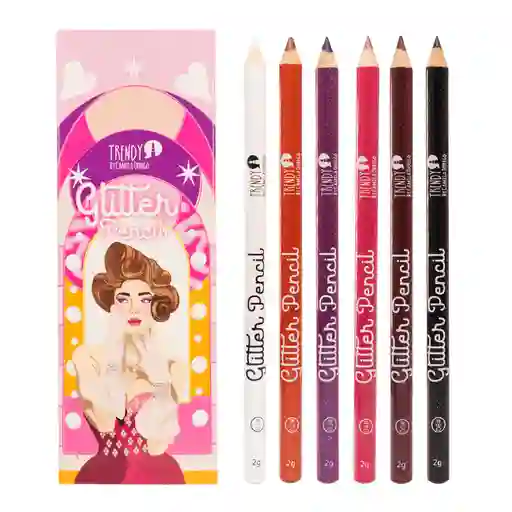 Trendy Kit X 6 Delineadores De Ojos Glitter Pencil