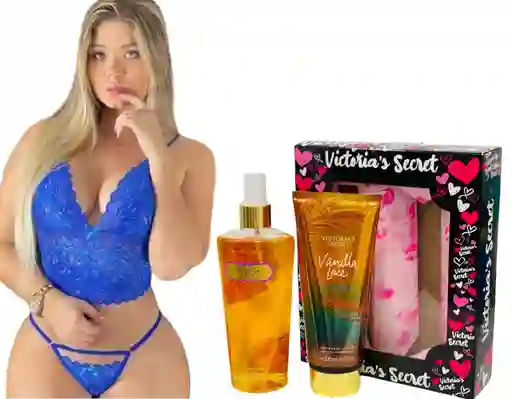 Lencería Sexy Ropa Interior + Perfume Splash Y Crema Corporal Victoria Secret+ Obsequio Feromonas