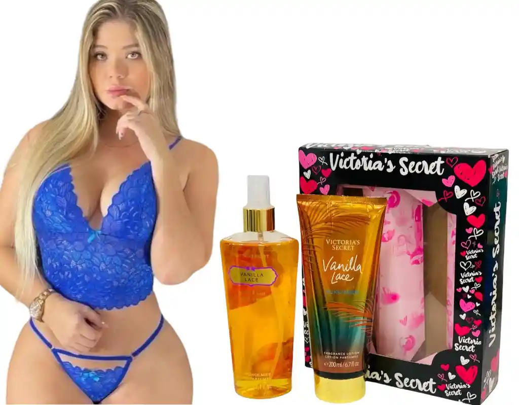 Lencería Sexy Ropa Interior + Perfume Splash Y Crema Corporal Victoria Secret+ Obsequio Feromonas