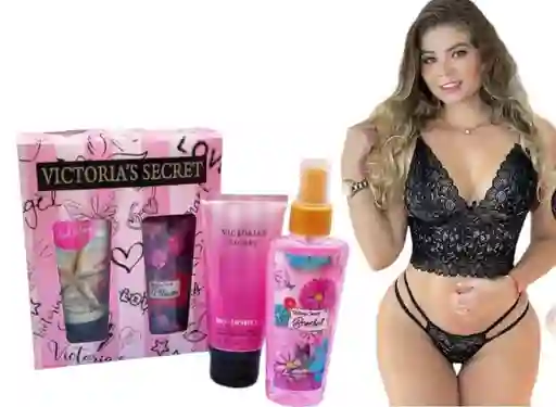 Lencería Sexy Ropa Interior + Perfume Splash Y Crema Corporal Victoria Secret+ Obsequio Feromonas