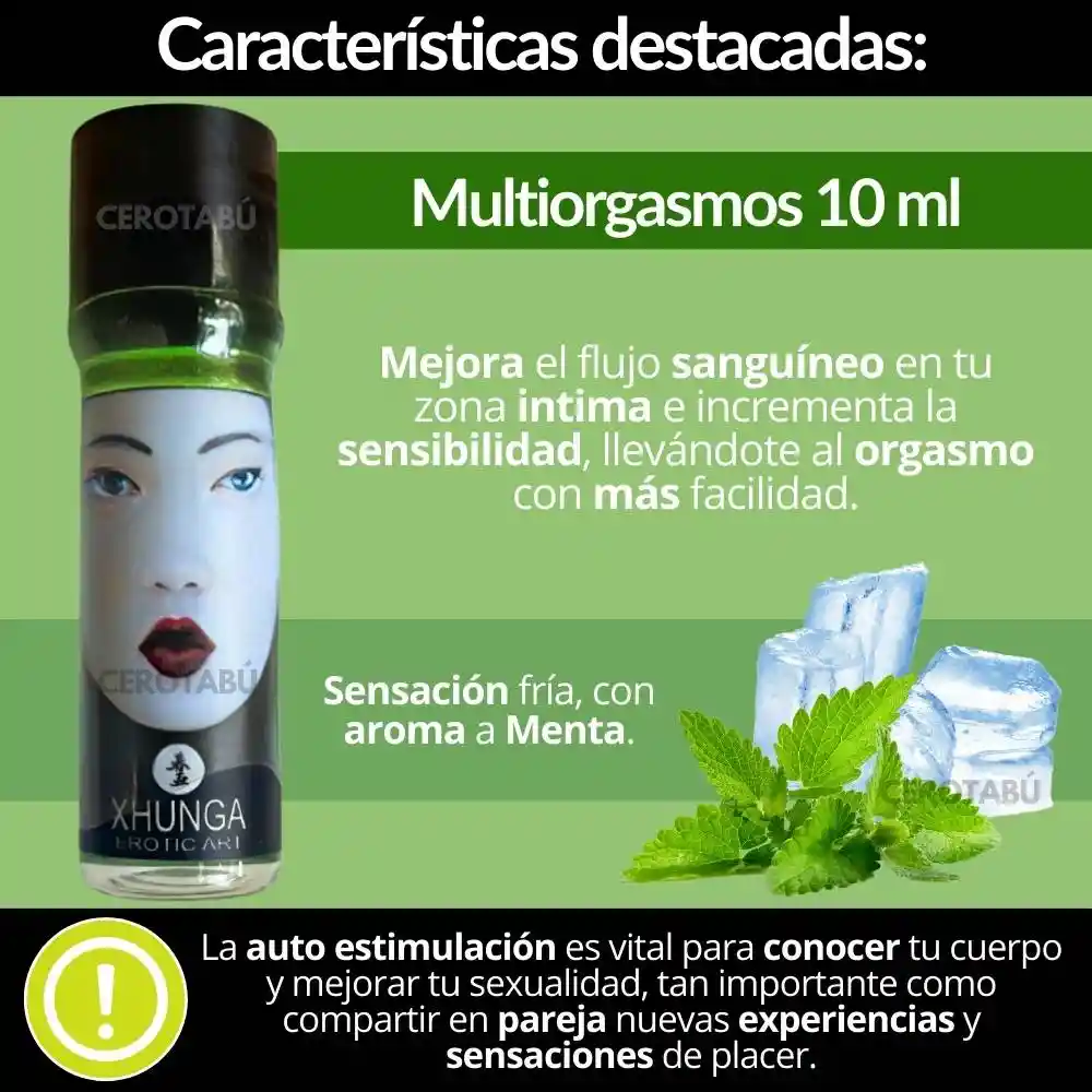 Lubricante Multiorgasmos Sensación Fria Aroma Menta 10 Ml