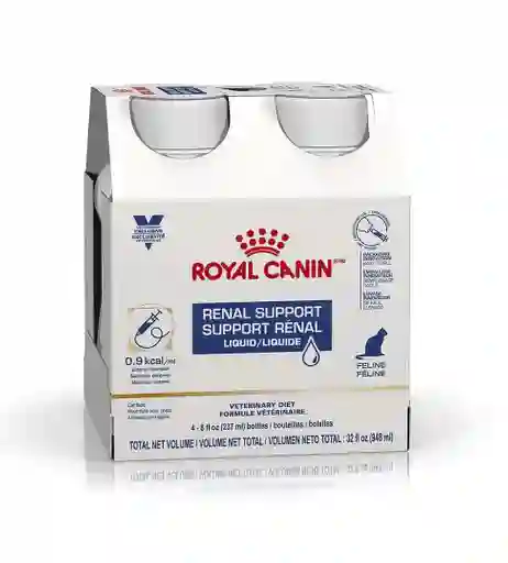 Royal Canin® 4 Pack Veterinary Diet Feline Renal Support Líquido (contiene 4 Botellas De 237 Ml Cada Una)