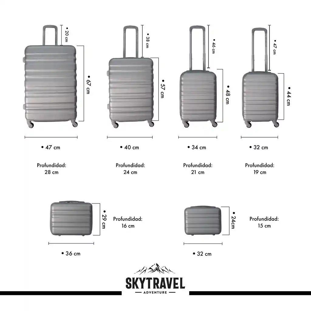 Maletas De Viaje Set X6 Unidades Rigidas Ruedas 360 Abs