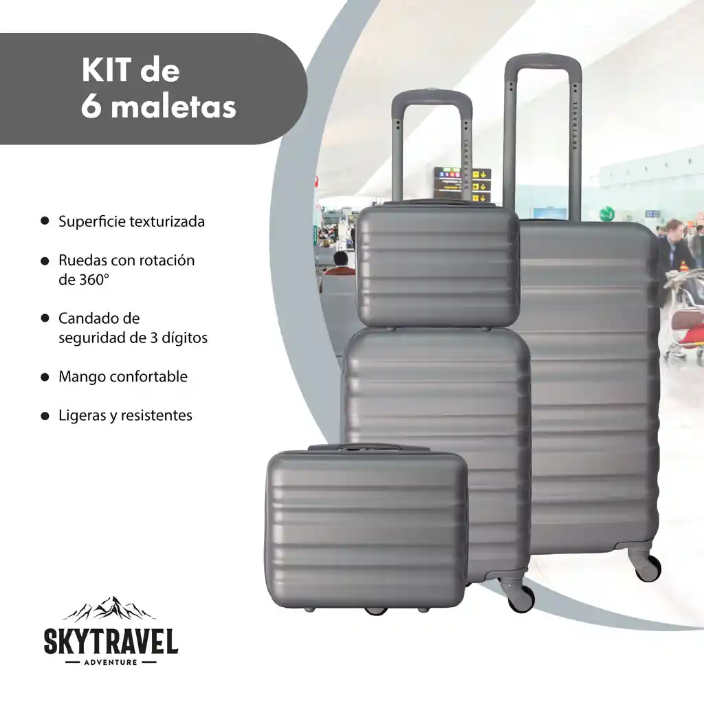 Maletas De Viaje Set X6 Unidades Rigidas Ruedas 360 Abs