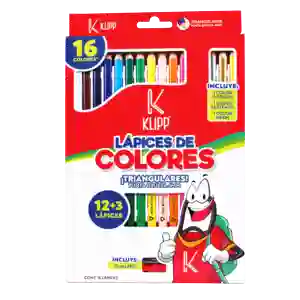 Colores Klipp Triangulares 16 Lapices * Gratis Tajalapiz