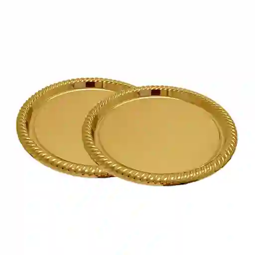Bandejas Plasticas Metalizadas De Color Dorado X2
