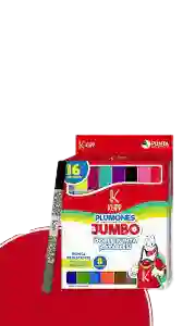 Plumones Jumbo Doble Punta Lavables 16 Colores