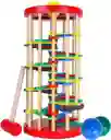 Juego Didáctico Torre De Bola De Colores De Madera Escalera De Golpear Para Niños