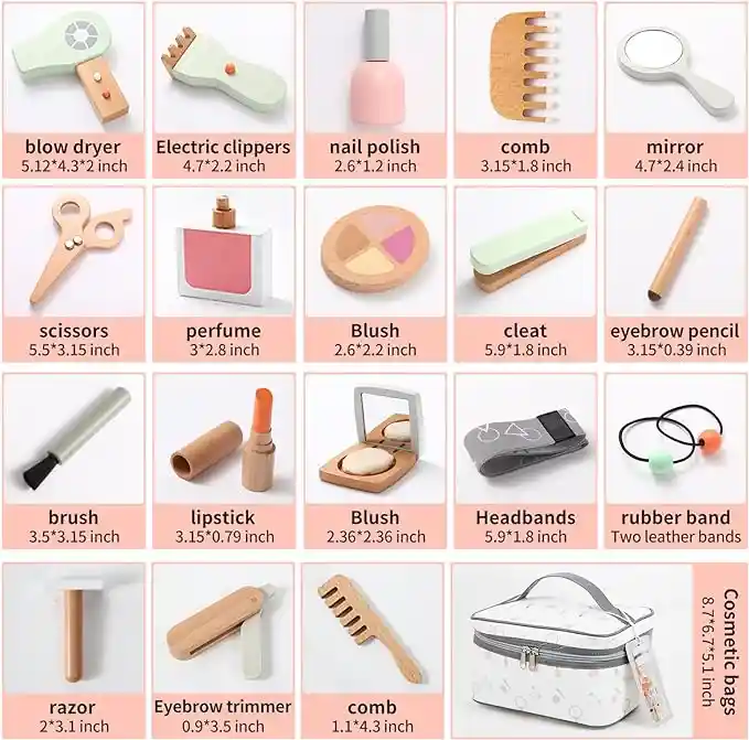 Bolso De Peluquería De Madera Para Niñas Y Niños