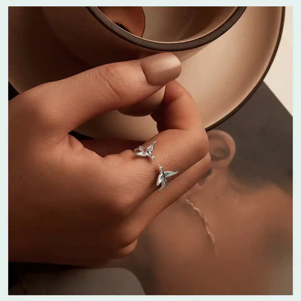 Anillo Ajustable Mujer Palomas Paz Fabricado En Plata 925