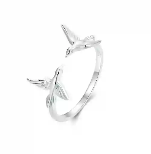 Anillo Ajustable Mujer Palomas Paz Fabricado En Plata 925