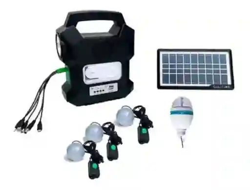 Kit Panel Solar Radio Portátil Bluetooth+4 Bombillos+lampara