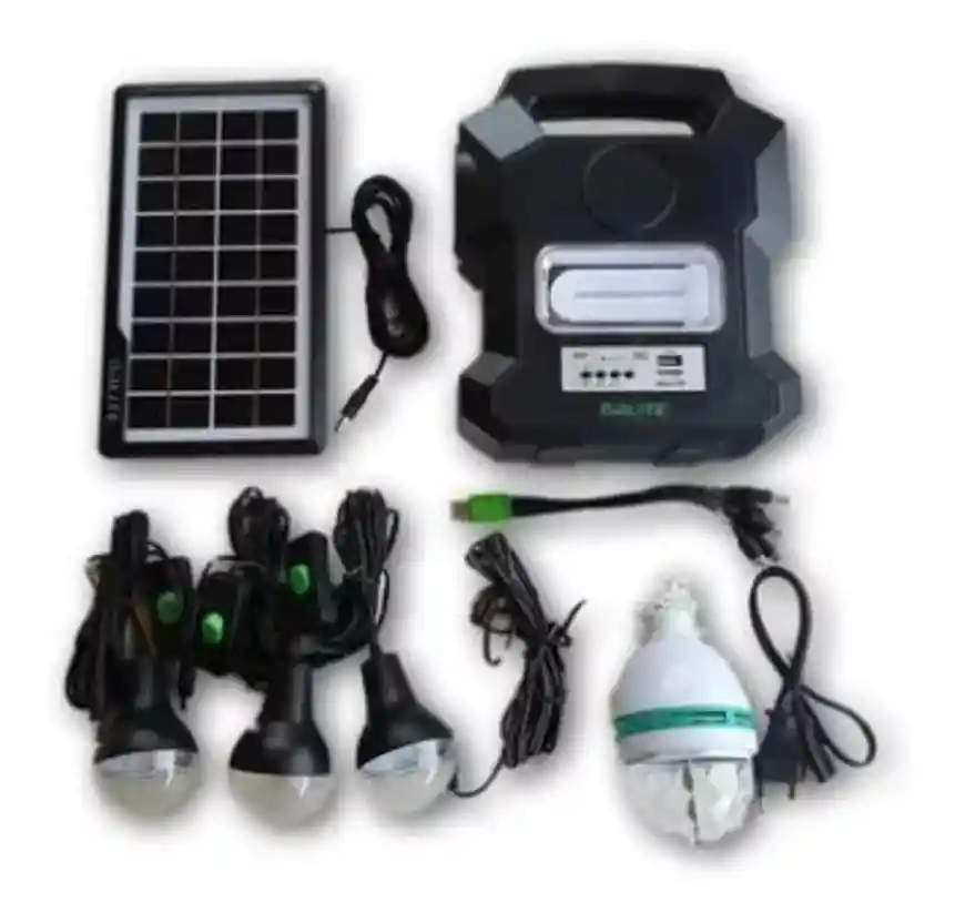 Kit Panel Solar Radio Portátil Bluetooth+4 Bombillos+lampara