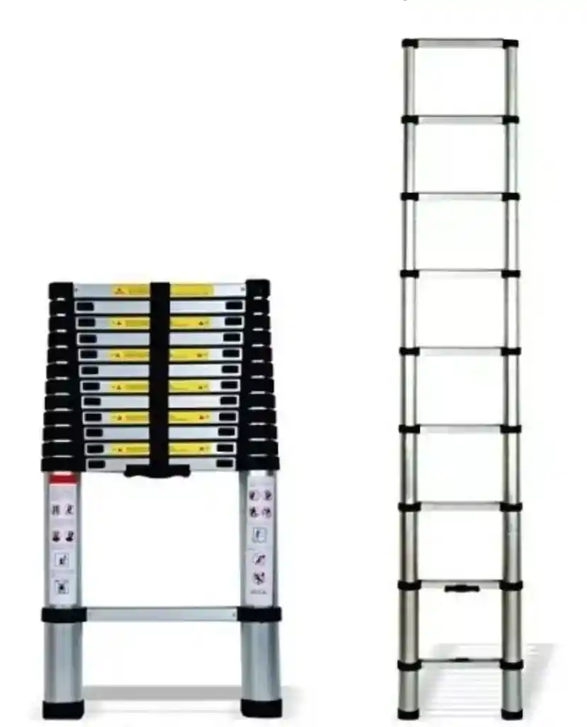 Escalera Plegable Telescópica Aluminio Retráctil 9 Pasos 2,9 Metros
