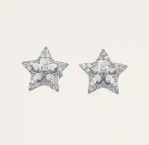 Aretes En Acero Plateaos Diseño Estrella Con Perlas