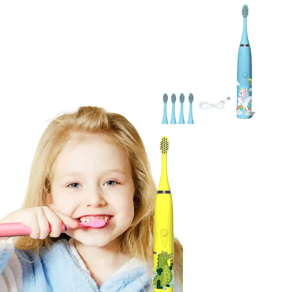 Cepillo De Dientes Eléctrico Infantil Recargable + 5 Repuestos								