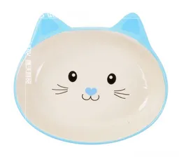 Comedero Para Mascotas En Ceramica 14cm X 12cm X 3 Cm Comedero Para Gatos Y Perros ( Azul Y Rosado )