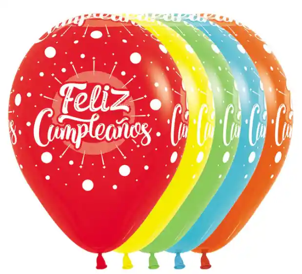 Globos Bombas R-12 X12 Unds Fashion Surtido Inf. Feliz Cumpleaños Multicolor