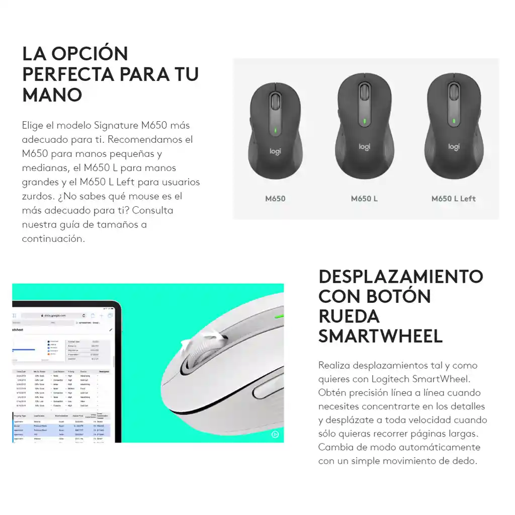 Logitech Mouse Inalámbrico Signature M650 L Left - Zurdo