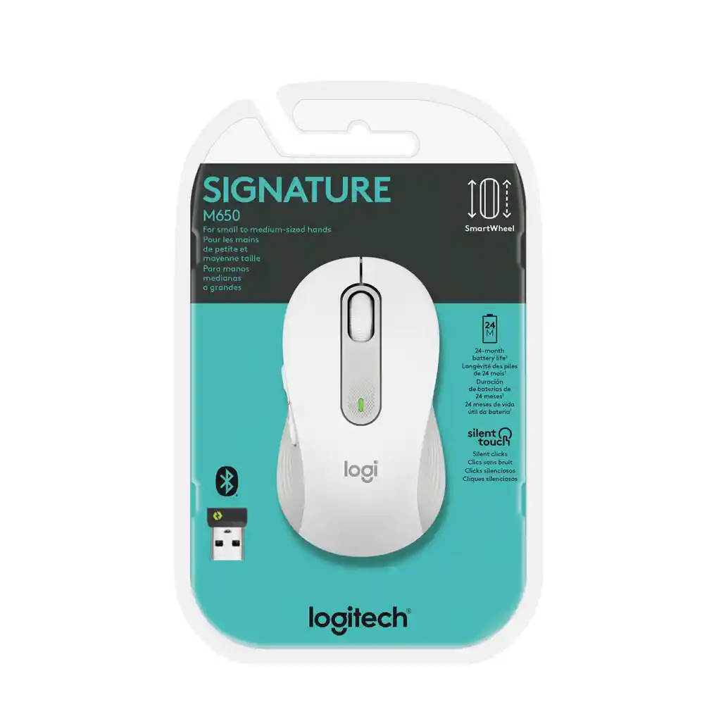 Mouse Inalámbrico Signature Logitech M650 Receptor Logi Bolt Blanco