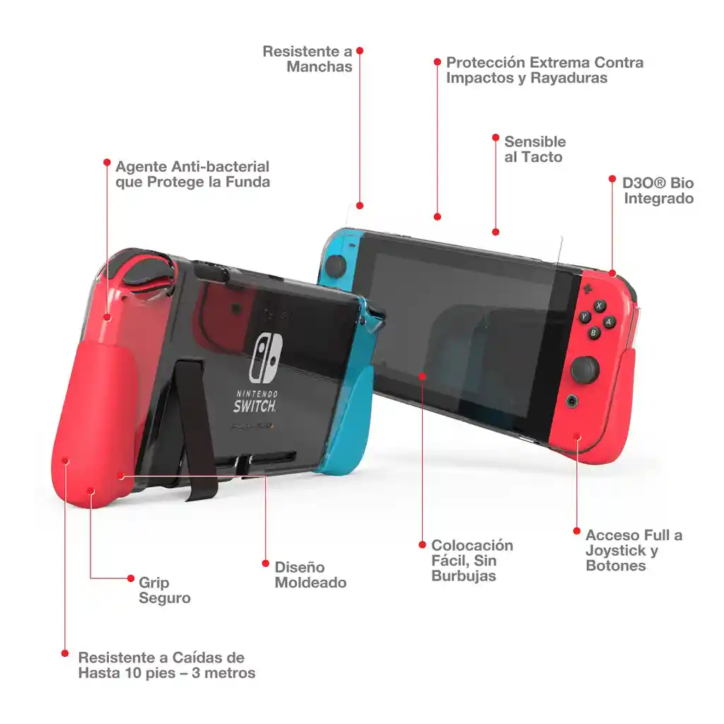 Carcasa Funda + Protector Gear4 Kita Grip 360 Para Nintendo Switch