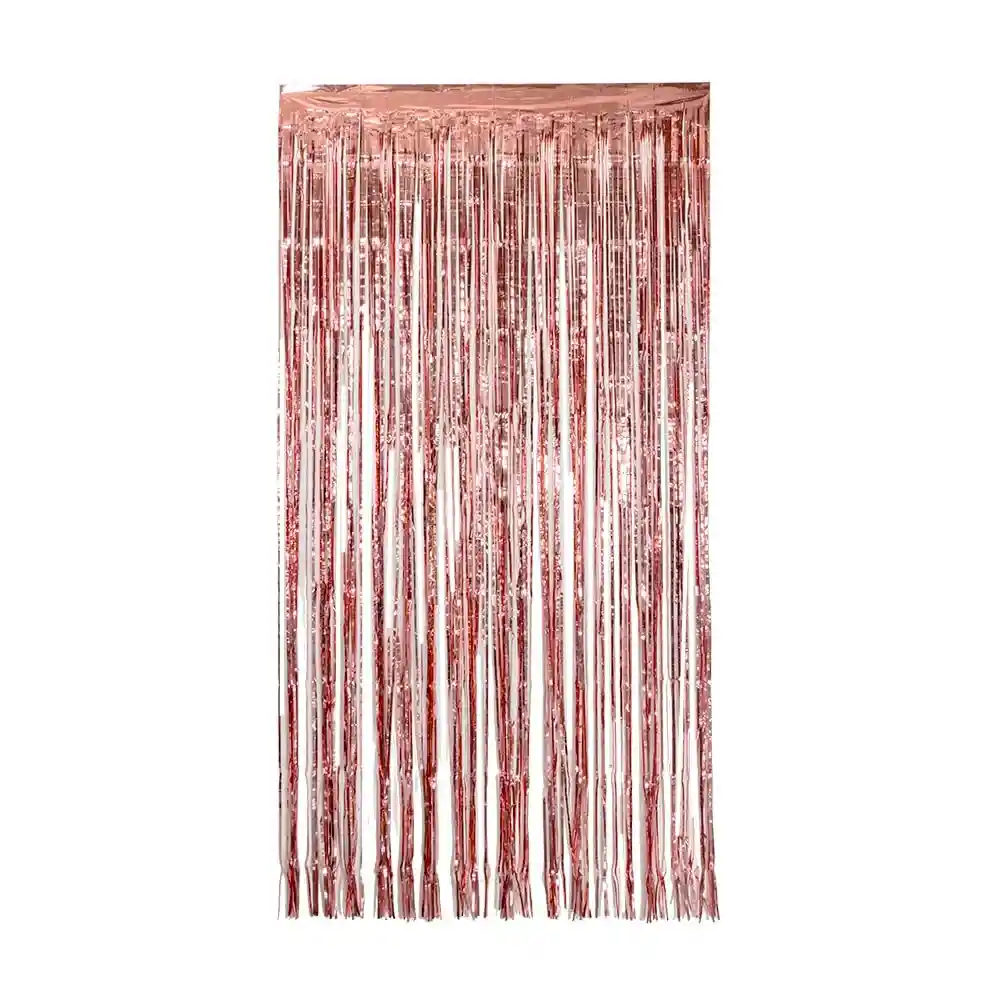 Cortina De Tiras Metalizada Oro Rosa