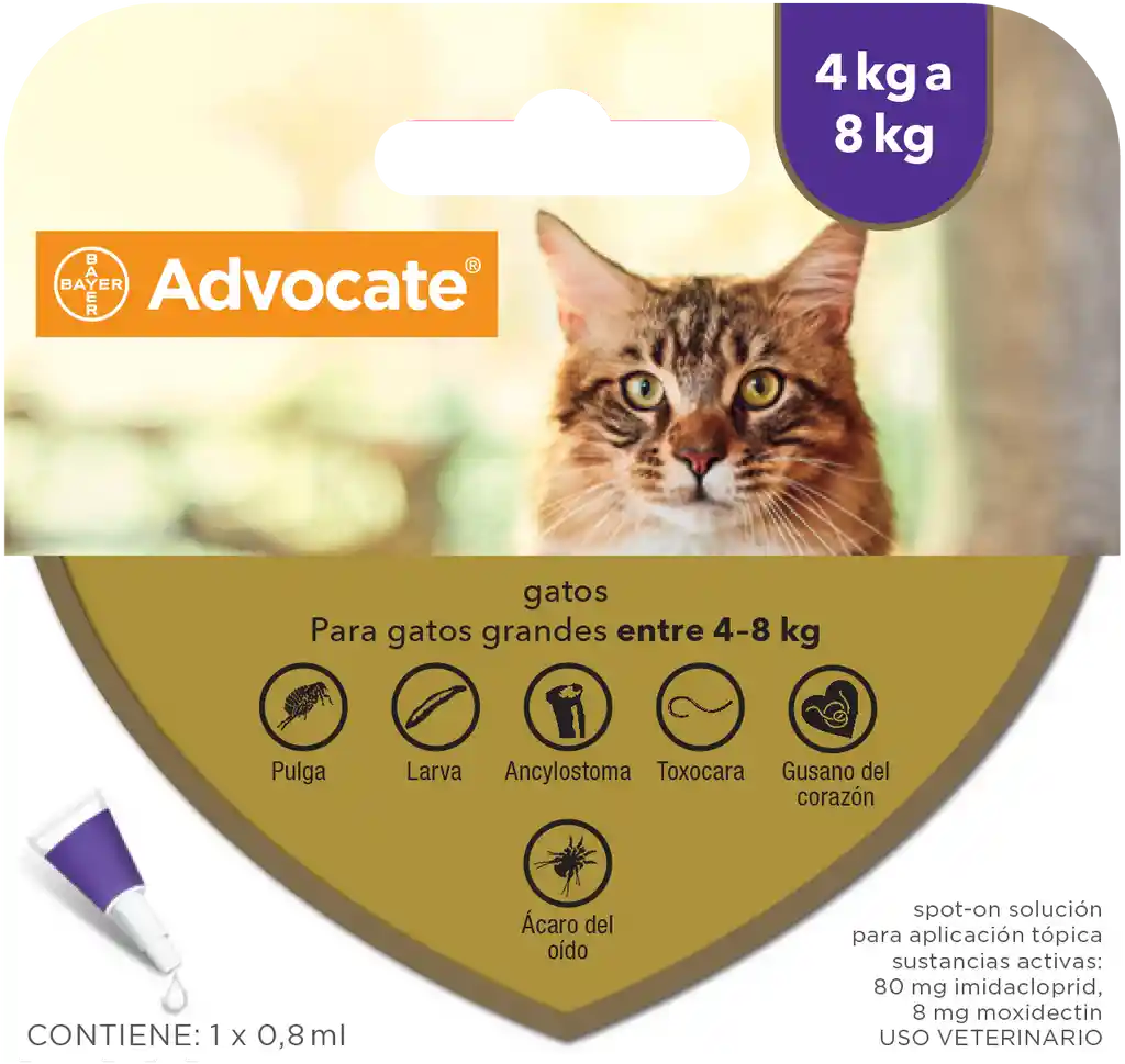 1 Pipeta Advocate Gatos Hasta 4 A 8 Kg Advocate Para Gatos Desparasitante Interno Y Externo Gato Advocate 4 A 8 Kg Unidad Spot