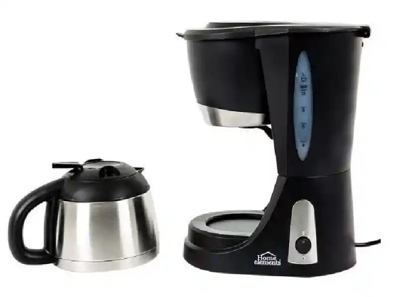 Cafetera Home Elements 10 Tazas Semi Automática Negra De Filtro 120v