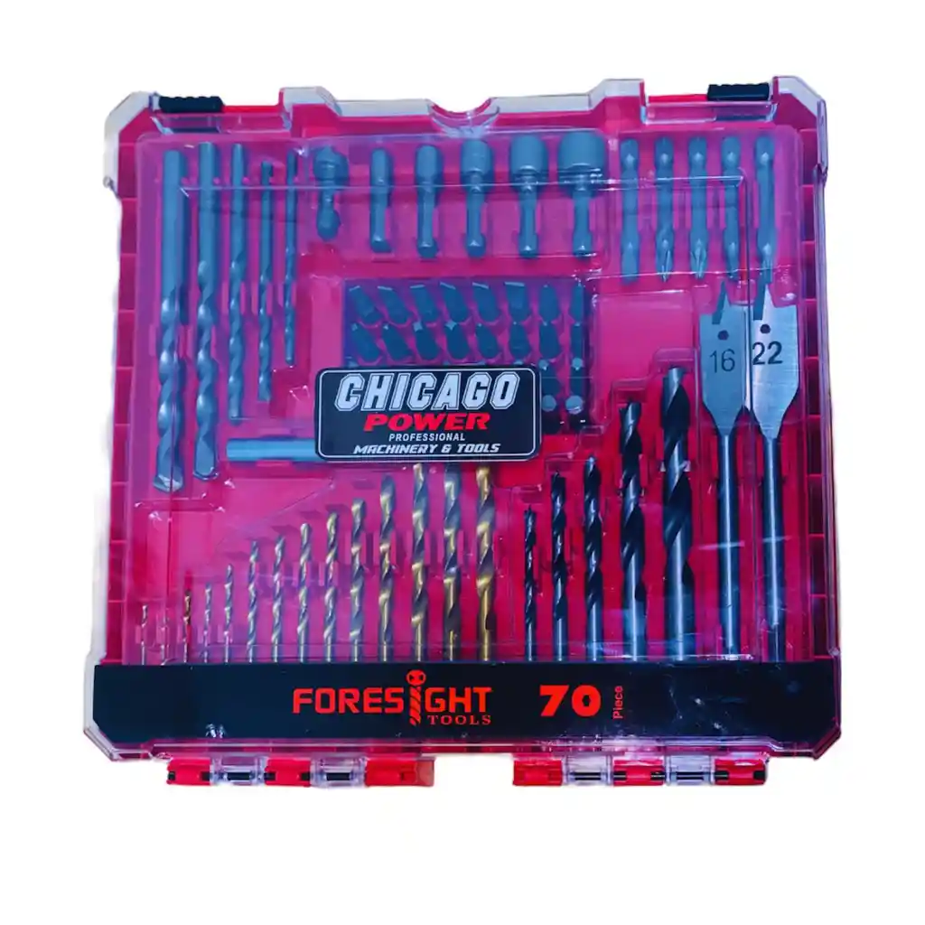 Juego De Brocas Y Puntas Para Taladro 70 Piezas Profesional Chicago Power