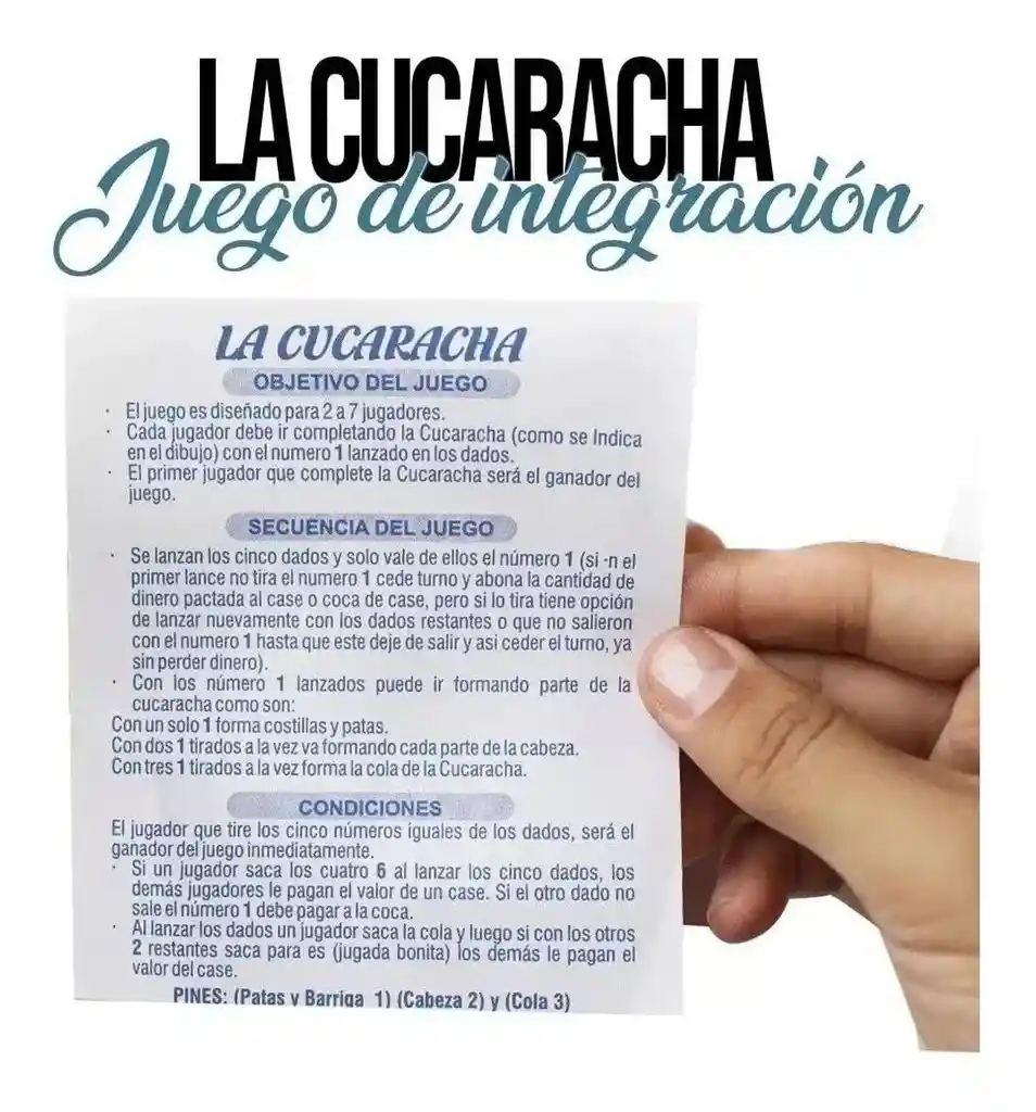 Juego De Mesa Integracion Familiar La Cucaracha 2/7 Jugador