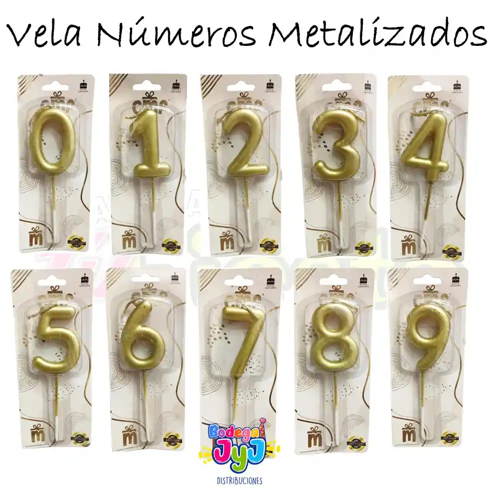 Vela Numero Premium Metalizada Dorada