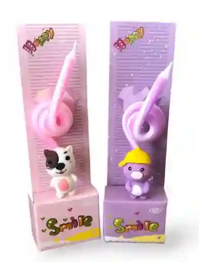 Vela Velita En Espiral Para Niños Smile Animales Color Pastel