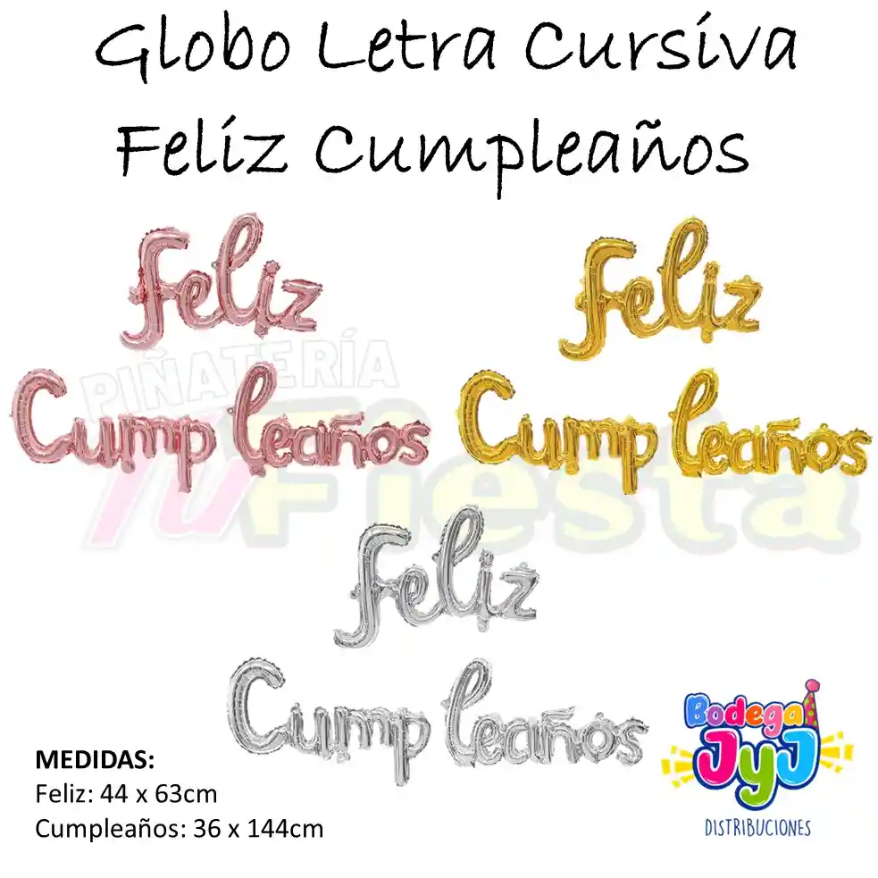 Globo Letra Cursiva Feliz Cumpleaños