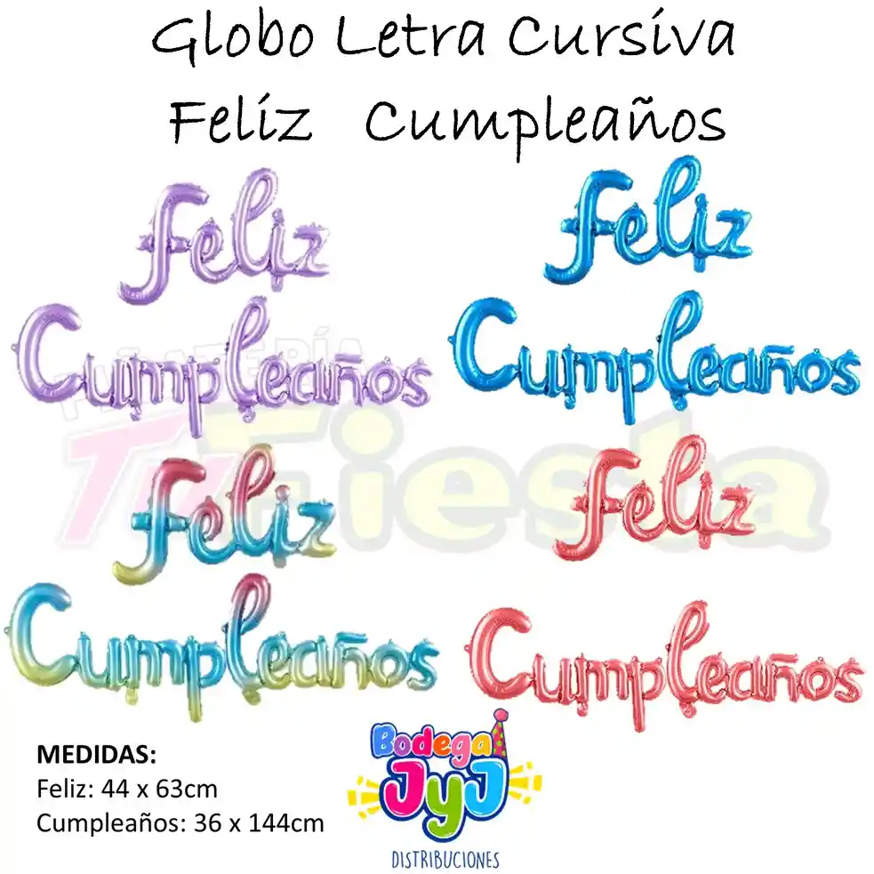 Globo Letra Cursiva Feliz Cumpleaños