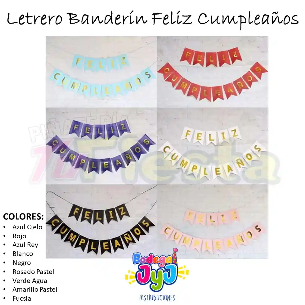 Letrero Banderín Feliz Cumpleaños Sencillo Rappi 