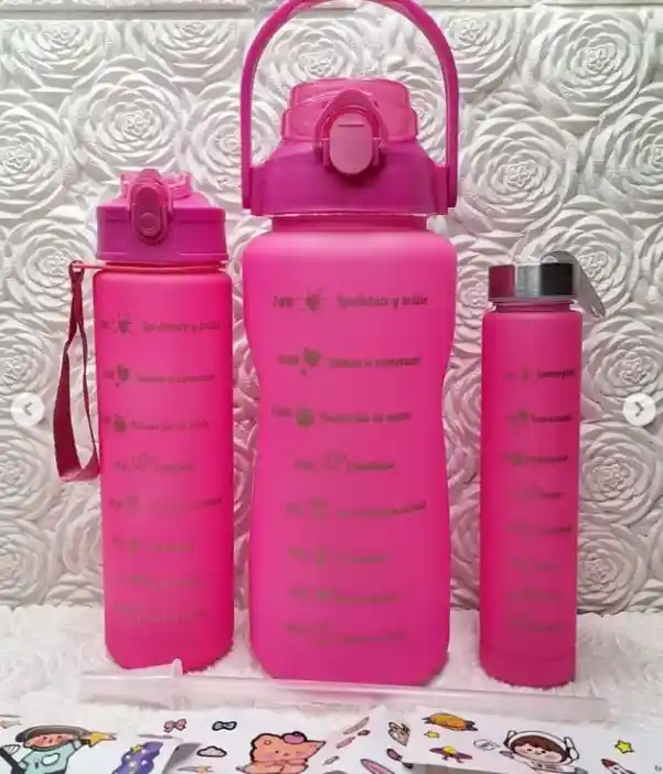 Trio Set Botilitos Motivacionales Femeninos X3 - 2000ml- 1000ml-500ml