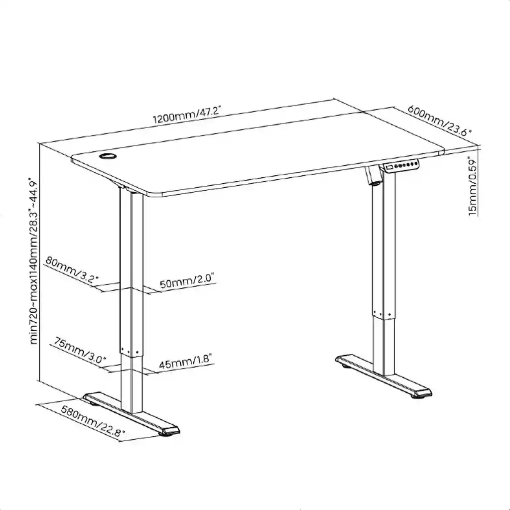 Escritorio Elevable Ergo Altura Ajustable Eléctrico Techgo Dmtb-01 Negro