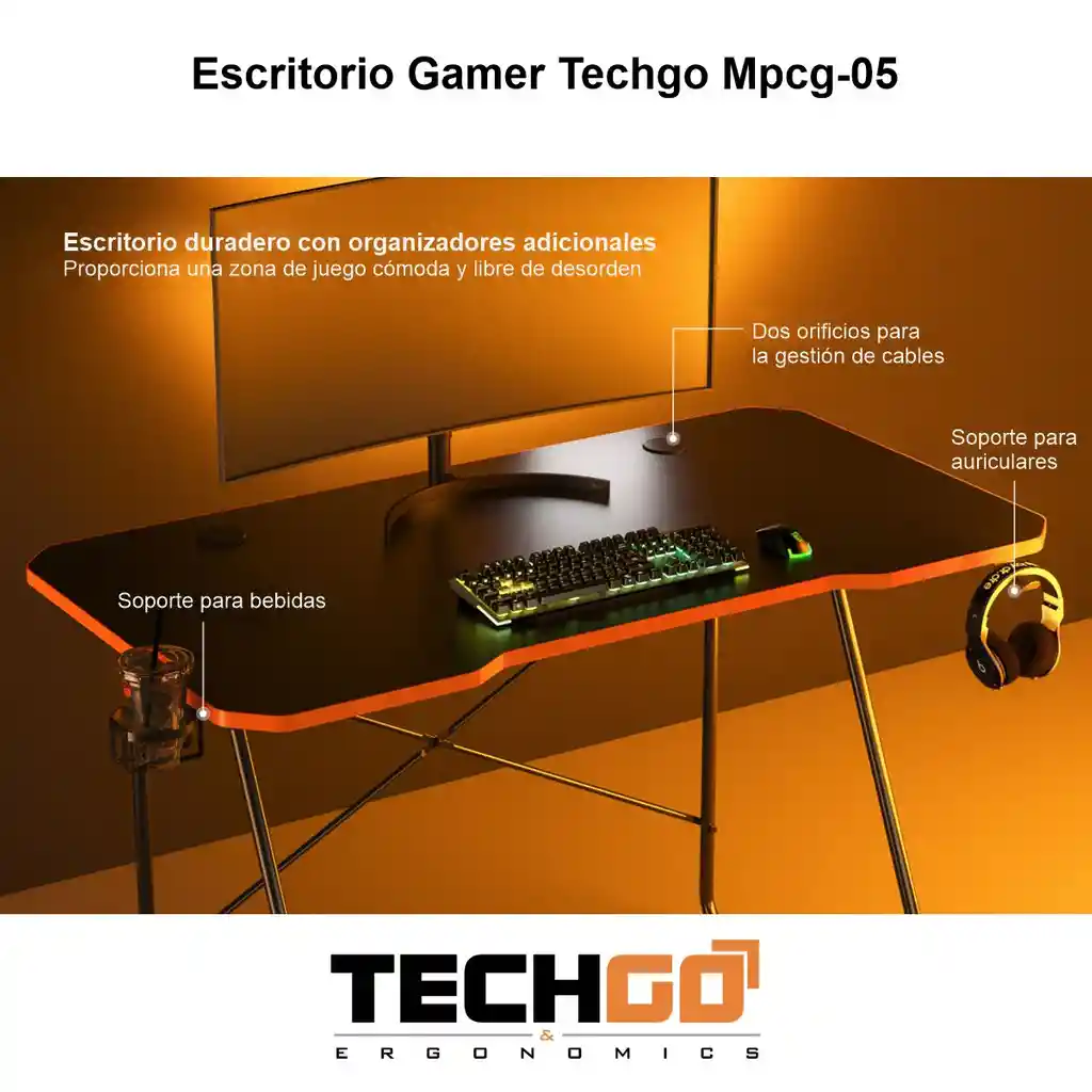 Escritorio Gamer Pro Techgo Mpcg-05 / 112x60x75cm Tabla 18mm