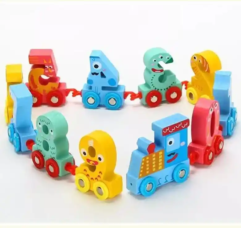 Tren Didáctico Madera Juguetes Montessori Figuras Niño Niña