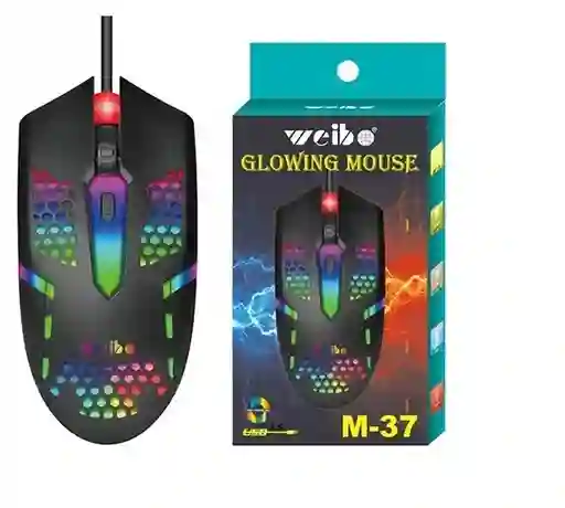 Mouse Rbg 3200 Dpi Usb Cable Weibo Glowing Mouse M-37 Ergonomico