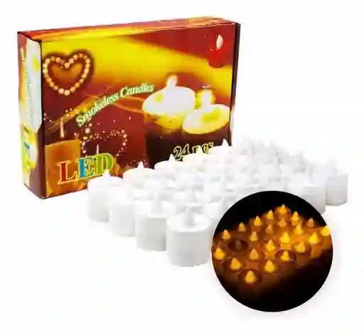 Vela Luz Led Navideña X 24 Velitas Blancas Decoracion Evento